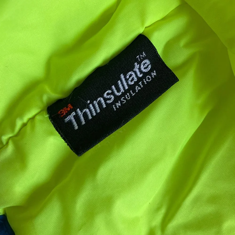 Kids Blue and Neon Green Hooded Winter Jacket